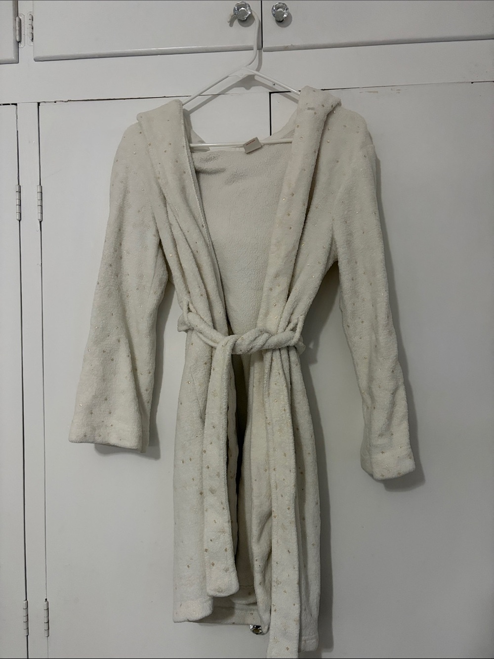 Cat & Jack Cream Hooded Kids Robe with Subtle Gold Specks
